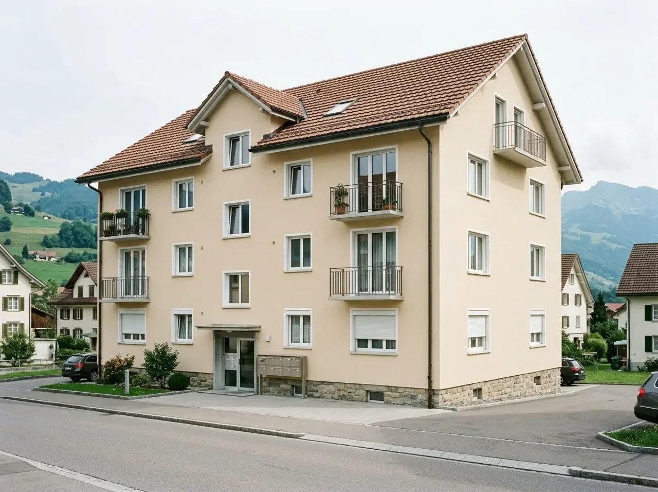 Fassade eines Mehrfamilienhauses in Gossau